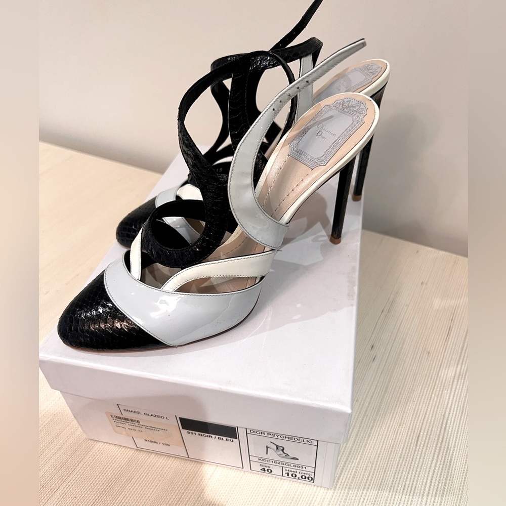 Christian Dior Psychedelic Snake Embossed Patent Leather Heels Size 40